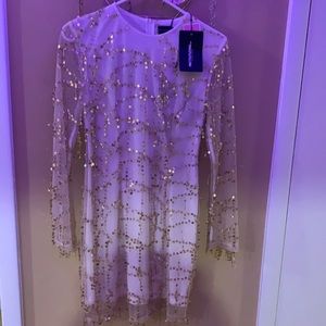 Rose gold sequin long sleeve dress